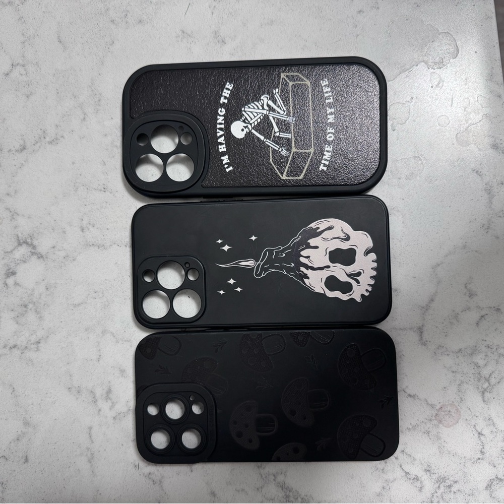 Black Skeleton and Skull iPhone 13 Pro Cases